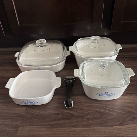 Corelle Other - Vintage Corning Ware Cornflower Blue Baking & Cookware 8 Piece Set Lids & Handle
